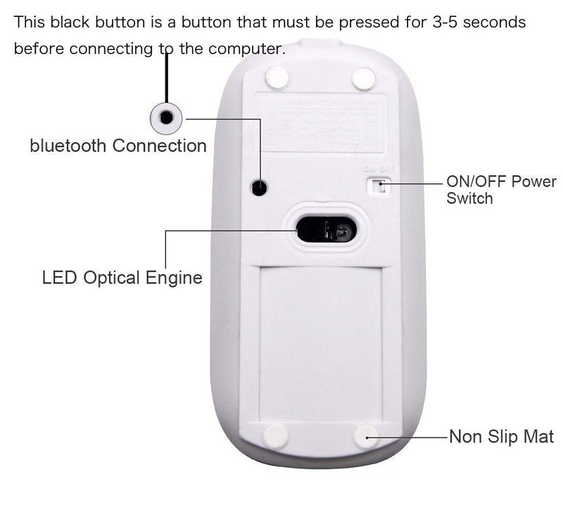 KLO Rechargeable Bluetooth Mouse for MacBook/MacBook air/Pro/iPad, Wireless Mouse for Laptop/Notebook/pc/iPad/Chromebook (Silver) - Image 4